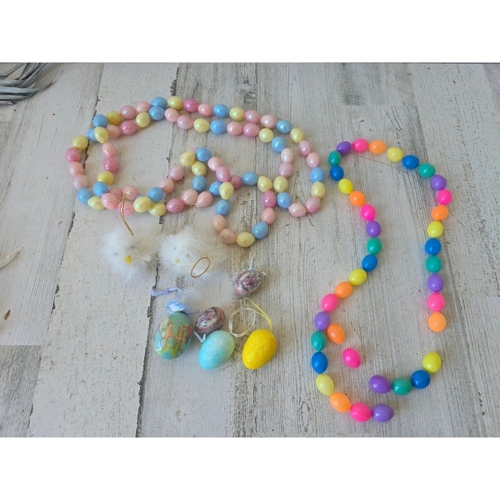 Vintage chick egg Garland Easter spring ornament decor chicken set lot